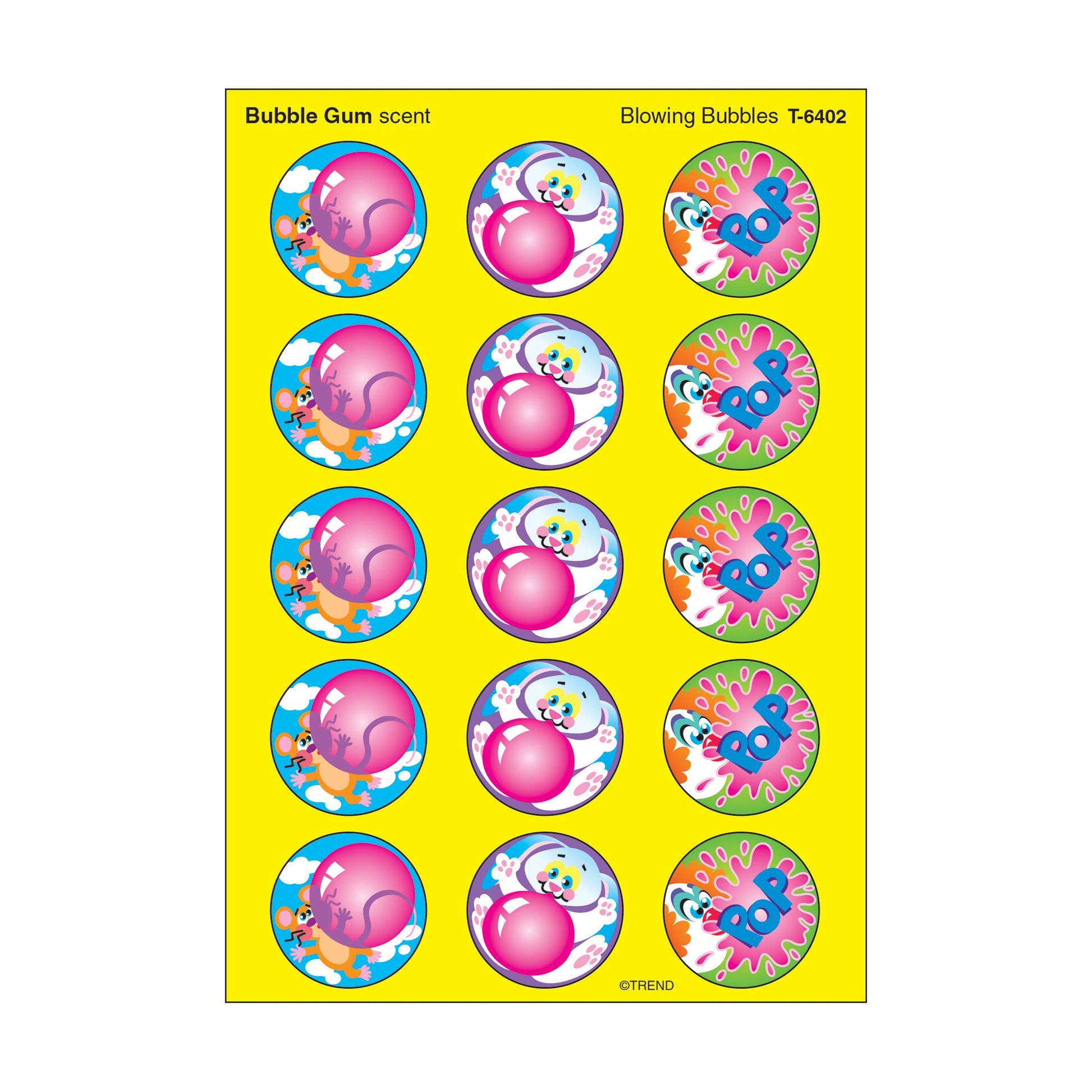 Blowing Bubbles, Bubblegum scent Scratch n Sniff Stinky Stickers - Large Round