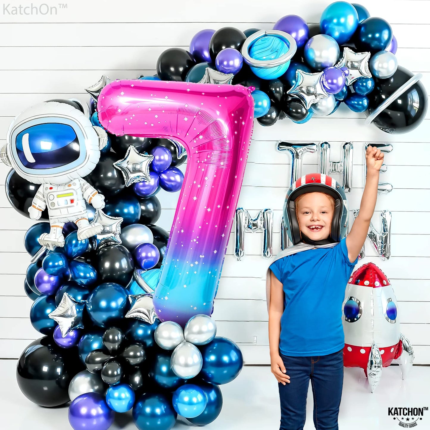 Katchon, Rainbow Number 7 Balloon - 40 Inch, Galaxy Number 7 Balloon | 7 Balloons For Birthday Girl | 7 Birthday Balloon, Seven Balloon | 7Th Birthday Decorations For Girls | 7Th Birthday Balloons