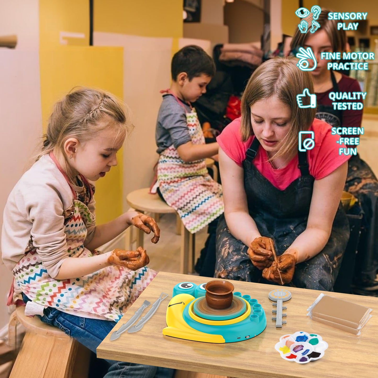 Aujazyble Pottery Wheel for Kids - Complete Art Supplies Arts & Crafts Kit, Crafts for Girls 8-12, Girls Boy Toys Birthday Hallo