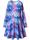 Little Girls Dresses Blue Mermaid Outfits Casual Birthday Party Clothes Size 8 9