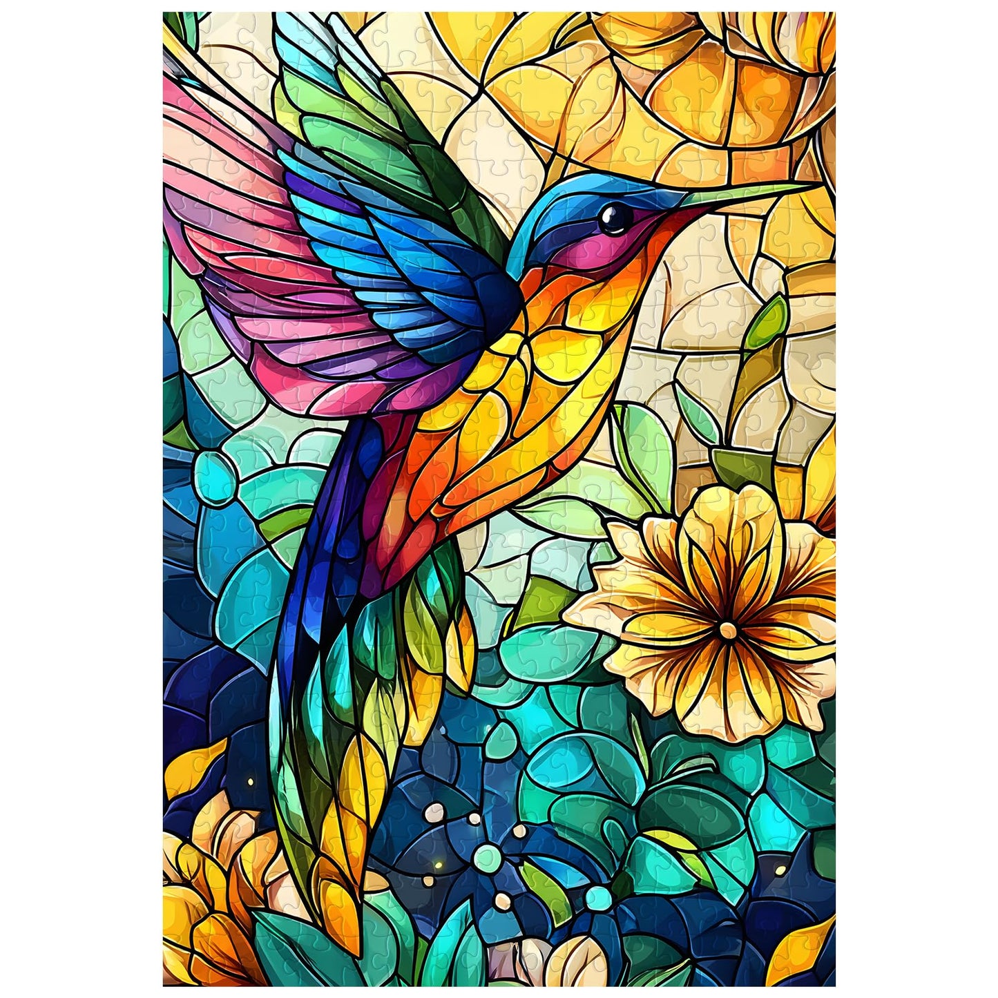 Great Jigsaw Puzzles for mature-themeds 300 Pieces Stained Glass Hummingbird Puzzles for mature-themeds Toys Gift Family Decoration Kids Puzzle