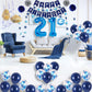 Blue 21 Birthday Decorations, Blue 21St Birthday Decorations For Men Women, Happy 21St Birthday Balloons Party Supplies With Blu
