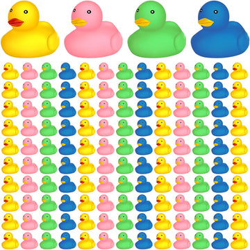 Zubebe Rubber Ducks Bath Toy Multicolor Mini Rubber Duck Bulk Float Duck Bath Toy Baby Shower Birthday Party Favors Gift(100 Pcs