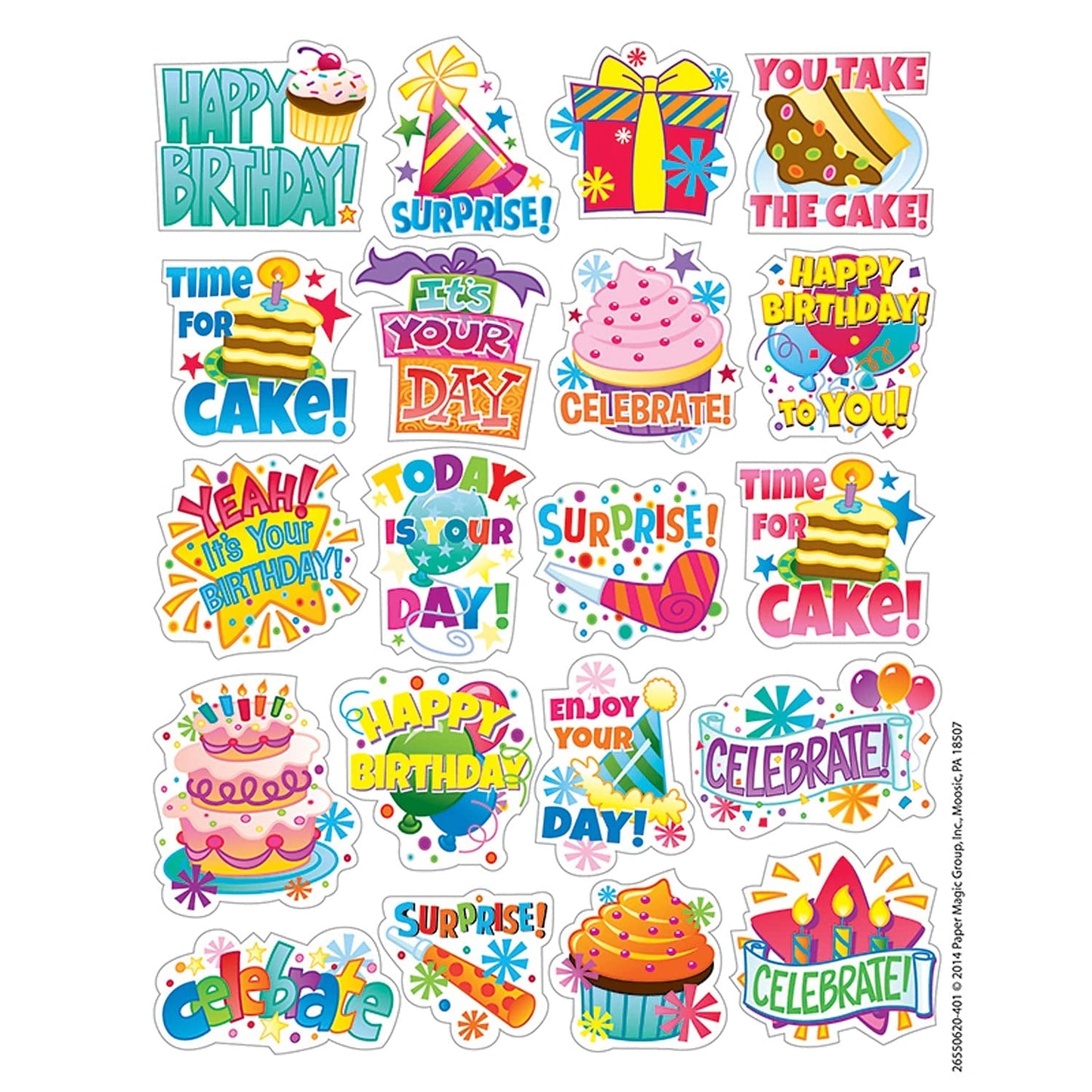 Eureka? Birthday Theme Stickers, 120 Per Pack, 12 Packs