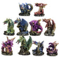 Ebros Medieval Renaissance Set Of 12 Miniature Dragon In Different Poses Fantasy Dungeons And Dragons Mini Scale 2' Tall Decorative Sculptures