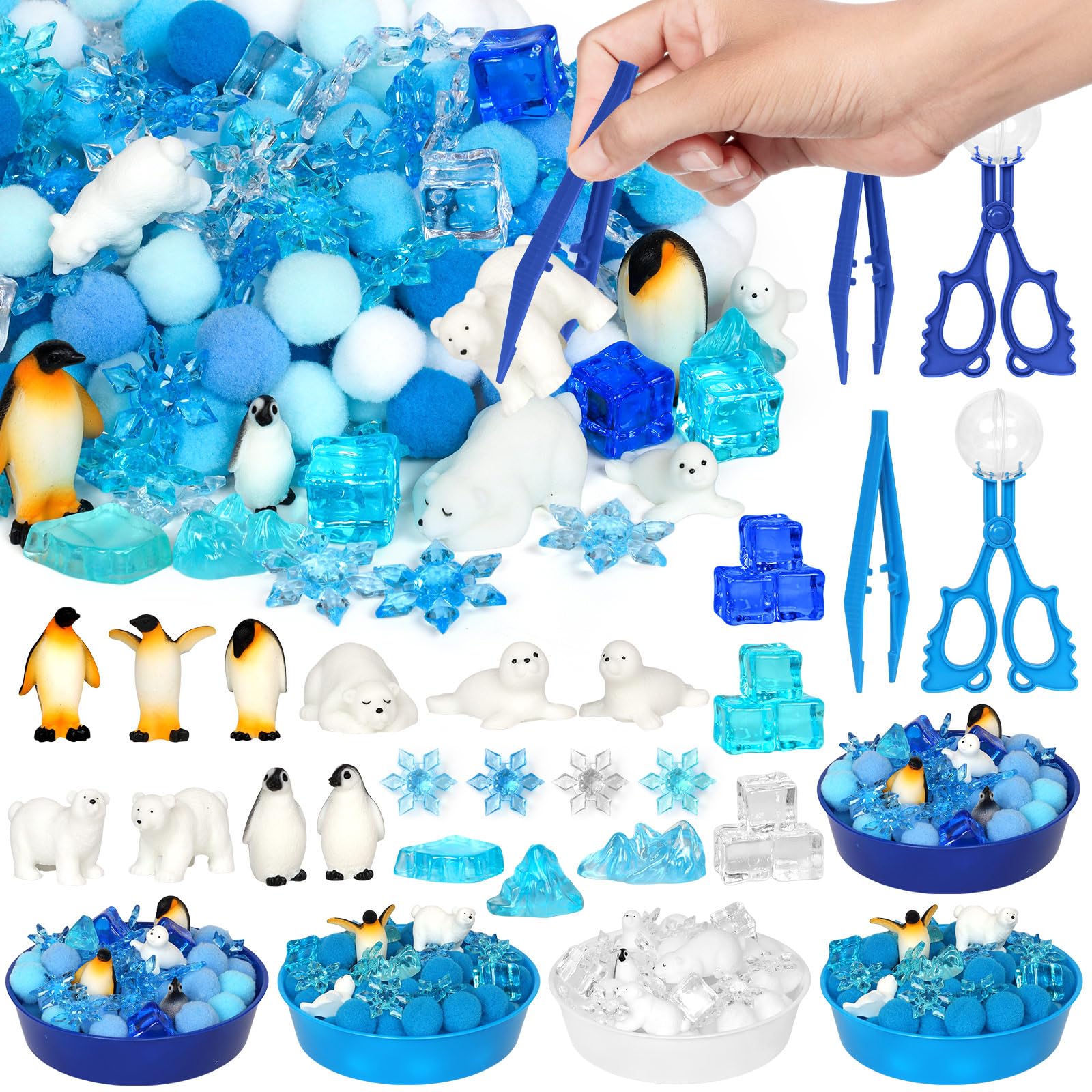 Christmas Sensory Bin Items Counting Sorting (Arctic Animals)