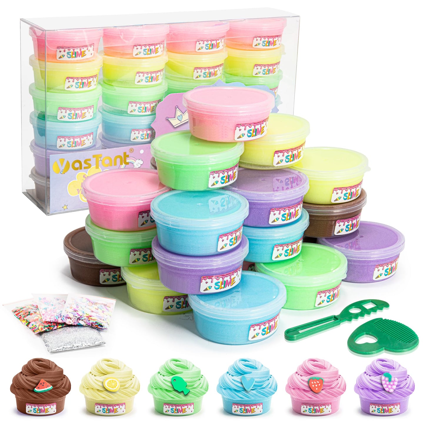 Yastant Easter Slime Kit For Girls And Boys, Safe And Fluffy Slime For Kids, Stress Relief Kids Slime Kits For Toddlers, Easter Gifts For Kids Classroom Pack Of 24