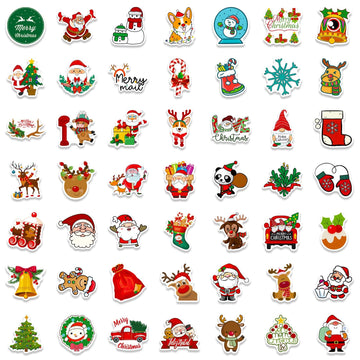 Christmas Theme Stickers, 100Pcs Vinyl Waterproof Merry Christmas Stickers For Envelopes Gifts Tags Crafts Snowboard Decorations