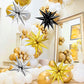 72Pcs Gold, Silver, Black Star Balloons, Big 26 Inch Star Cone Balloons, Metallic Starburst Cone Mylar Balloons, Spike Balloons