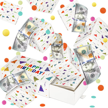 Wenmthg Happy Birthday Surprise Gift Box Explosion For Money - Money Gift Box Explosion With Confetti - Pop Out Folding Bounce E