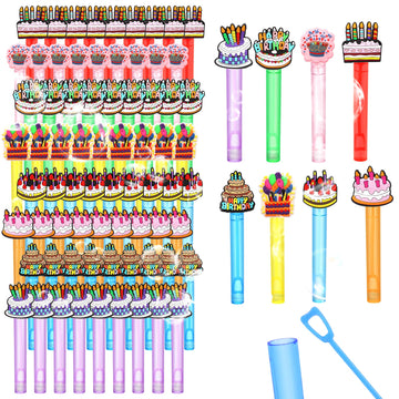 48 Pieces Mini Birthday Bubbles Wands Cake Bubbles Wands Birthday Party Favors Toys Birthday Party Decorations for Kids Adults G