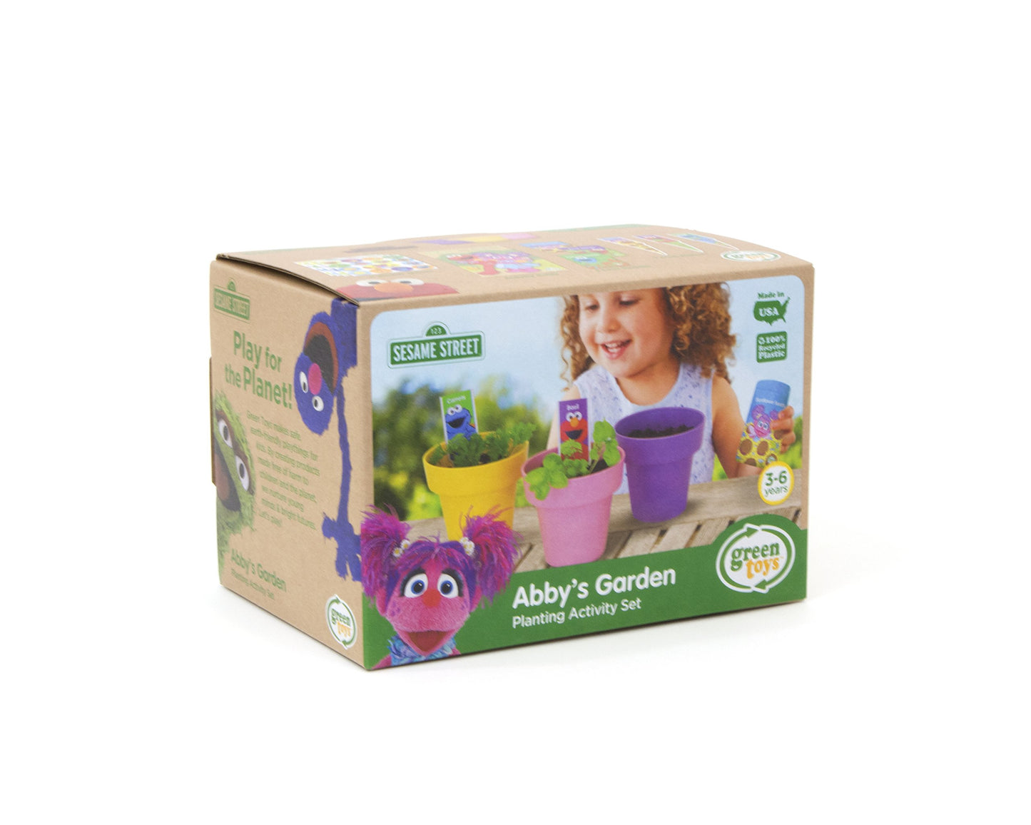 Green Toys Sesame Street Abby'S Garden Planting Activity Set - 17 Piece Kids Outdoor Toy Set With Seeds And Stickers. No Bpa, Phthalates, Pvc. Dishwasher Safe, Recycled Plastic, Made In Usa.