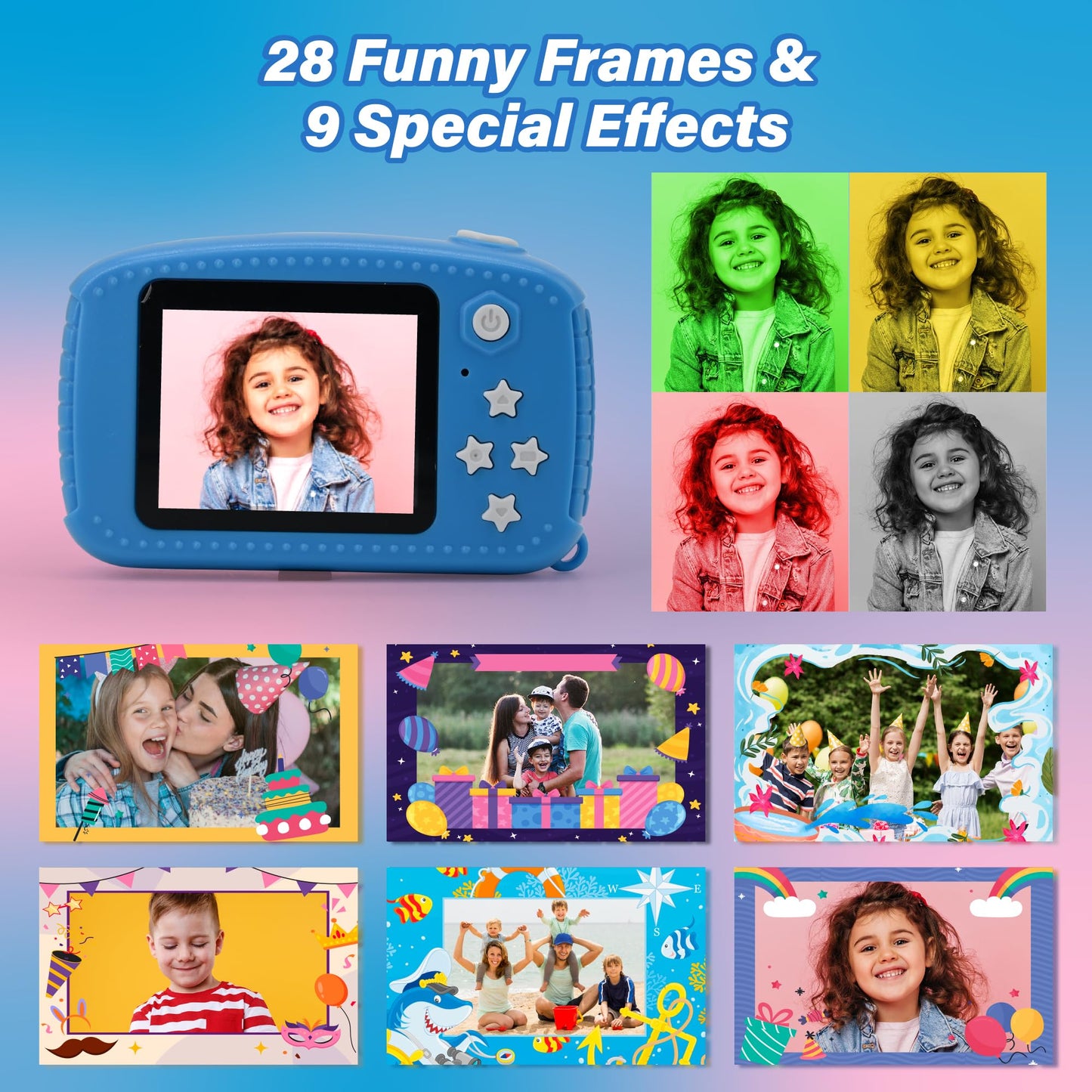 Gkidz Kids Camera For Boys & Girls Toy Camera Age 3-12 Years Old Young Photographers With 64Gb Sd Card, Hanging Belt & Durable S