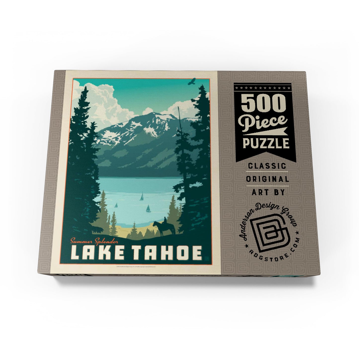 MyPuzzle Lake Tahoe: Tahoe Summer  Vintage Poster - enhanced 500 Piece Jigsaw Puzzle for mature-themeds