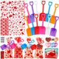 YUJUN 150 Pieces Valentine's Day Plastic Shovels for Kids I DIG You Sand Shovels Valentines Cards Cellophane Treat Candy Bags fo
