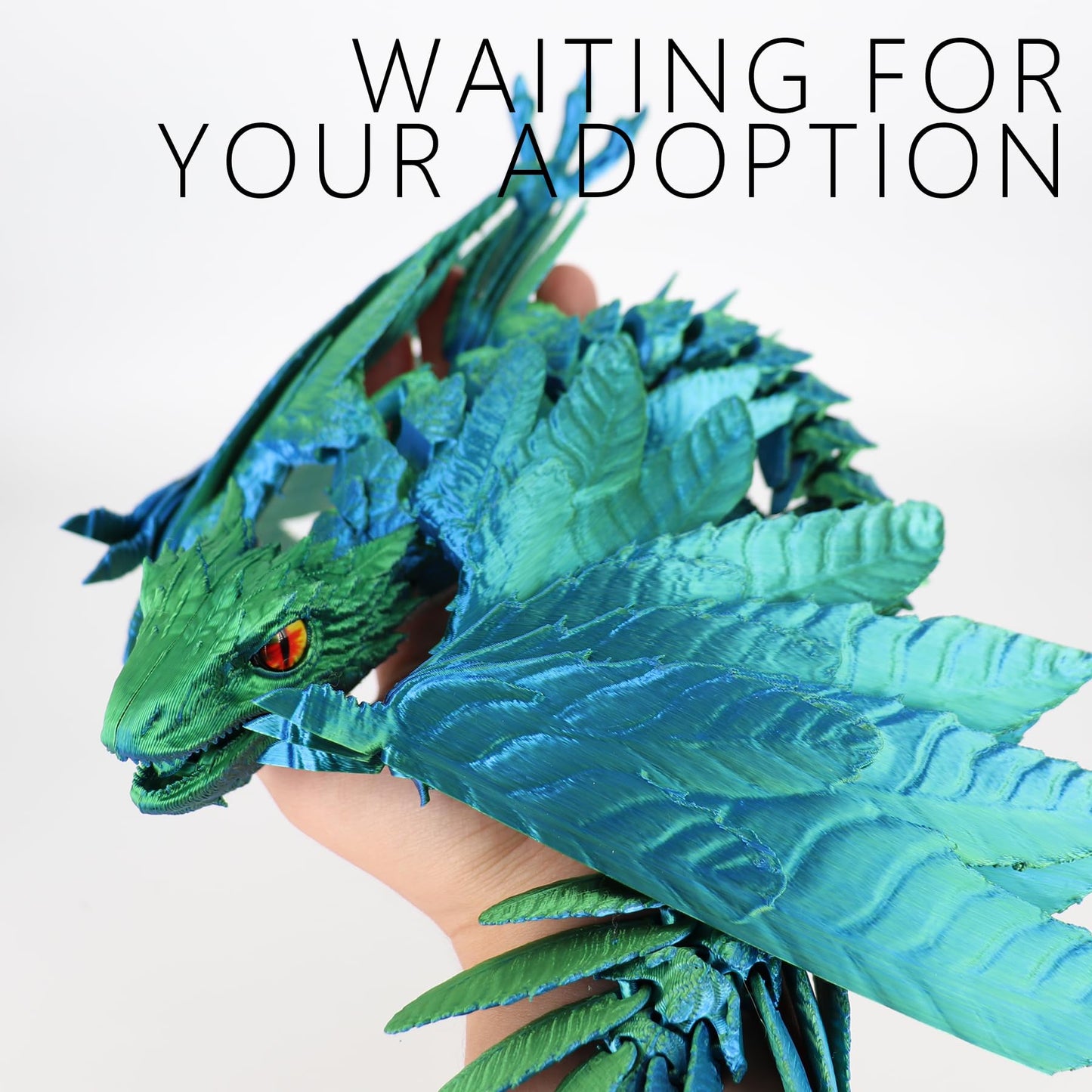 ACOCOFE 3D Printed Dragon Feathered Wyvern Toy, 16 inch Large Fidget Articulated Dragon with Wings, Large Desktop Pet 3D Printed