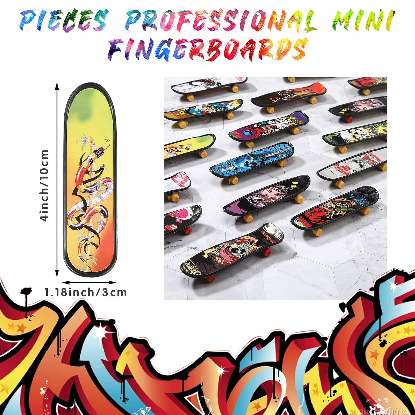 36 Pieces Mini Finger Skateboard Toy Skateboard Finger Boards with Double Sided Pattern Creative Fingertip Movement Novelty Toys Party Favors Decorations Supplies for Teens and mature-themeds (Retro Style)