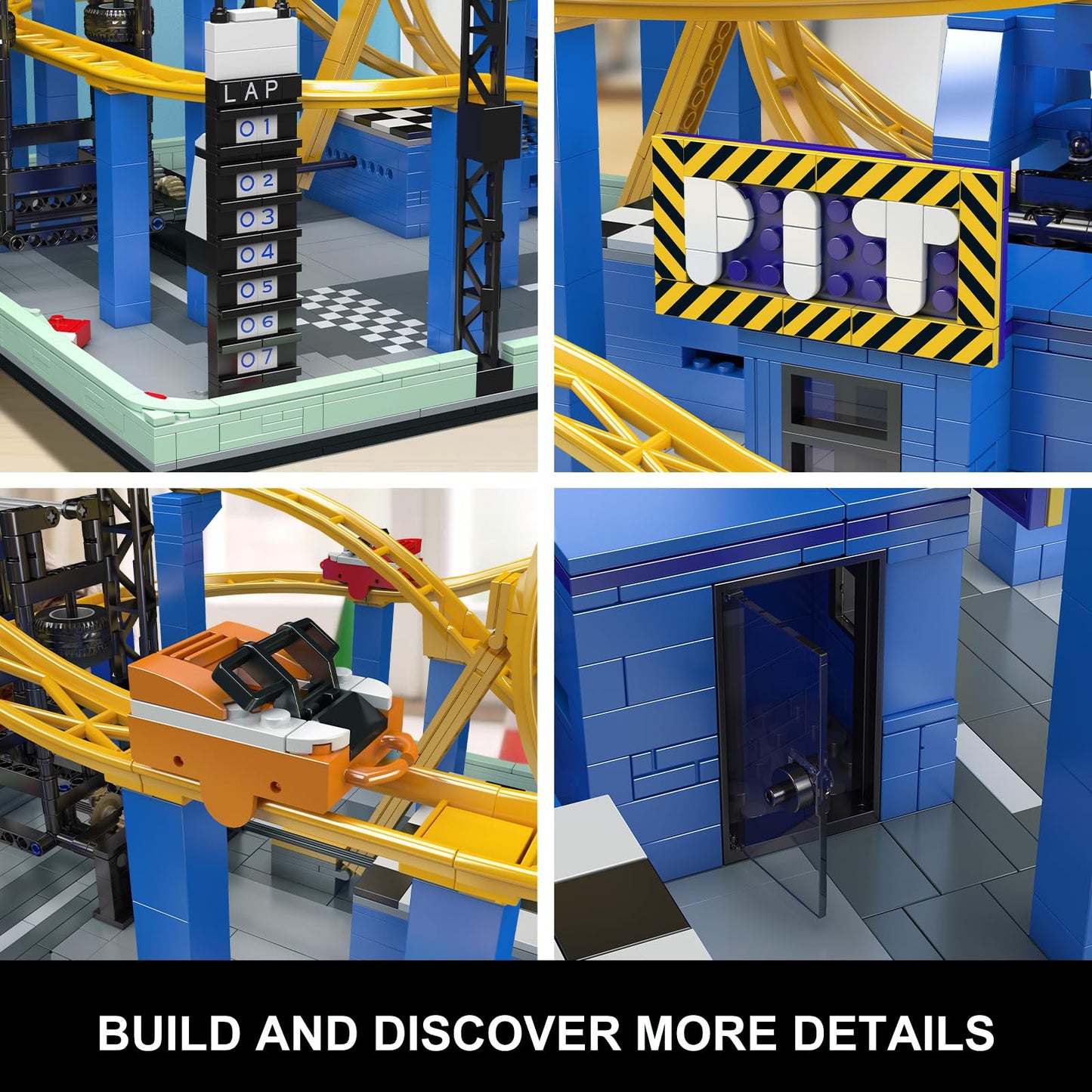 Mould King Roller Coaster Building Set, Large 1707 PCS Amusement Park Model Kit, Yellow Plastic, STEM Gift for Adults and Teens