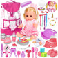 Baby Care Doll Toys Set, 36Pcs Doll Playset, Hair Salon Pretend Play Toddler Doll Toys Incl 14'' Baby Doll Toy, Backpack, Hair Dryer, Hair Curler, Xmas Gifts For Age 3 4 5 6+ Years Old Girls Kids