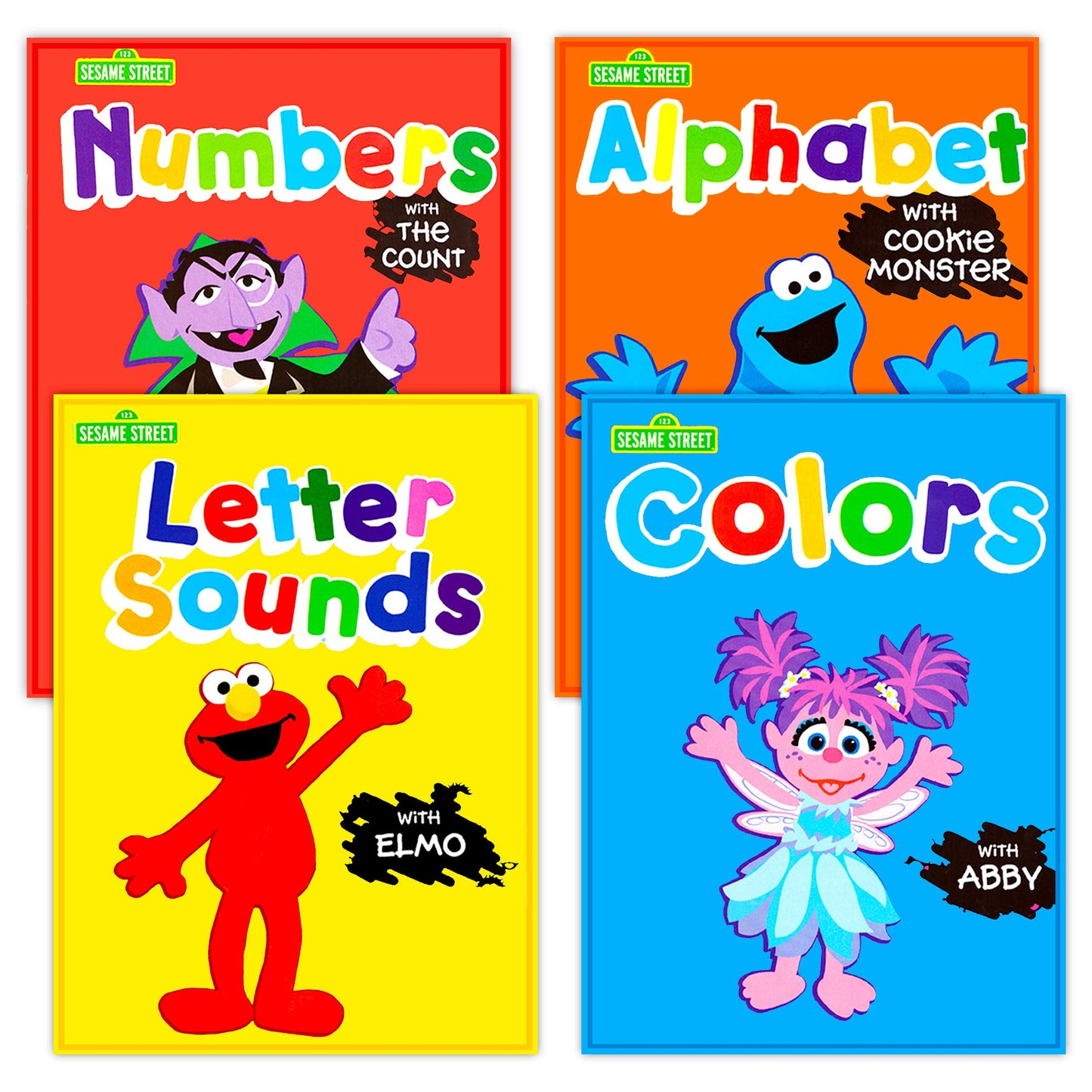 Sesame Street Workbooks Preschool (Set of 4 Workbooks - Alphabet with Elmo, Letter Sounds, Numbers and Colors)
