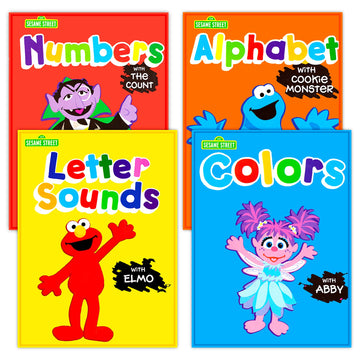 Sesame Street Workbooks Preschool (Set of 4 Workbooks - Alphabet with Elmo, Letter Sounds, Numbers and Colors)