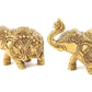 Two Moustaches Handmade Ethnic Indian Brass Elephant Pair Decor Showpiece, Standard, Golden, 2 Units
