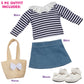 Dress Along Dolly Casual Back to School Day Doll Outfit for 18 Dolls - enhanced Handmade Clothes -4 Piece Clothes Set Costume Includes Shirt  Skirt  Shoes  & Purse  Gifts for Girls Kids Birthday