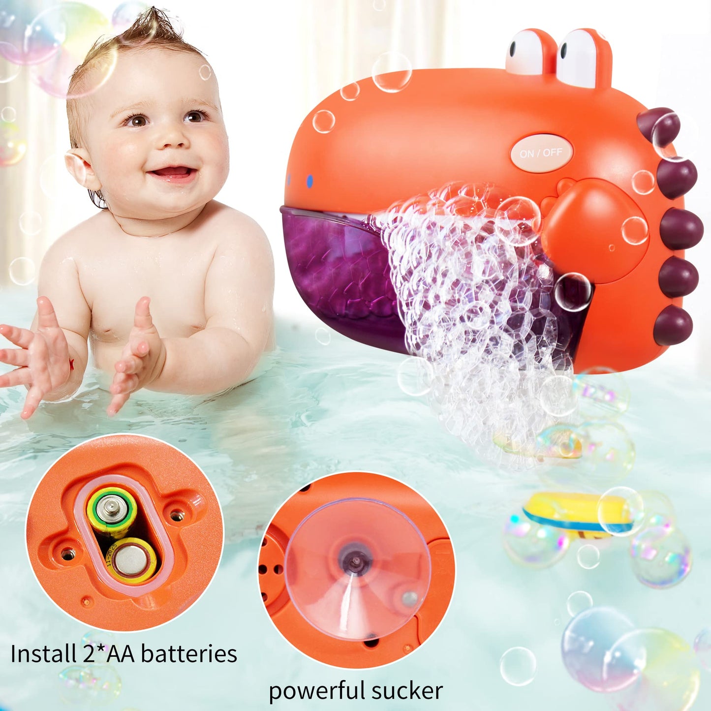 Grechi Dinosaur Bath Toys For Toddlers, Automatic Bubble Machine With 12 Childrens Songs, Baby Bathtub Toys For Kids Age 1-3 5-7