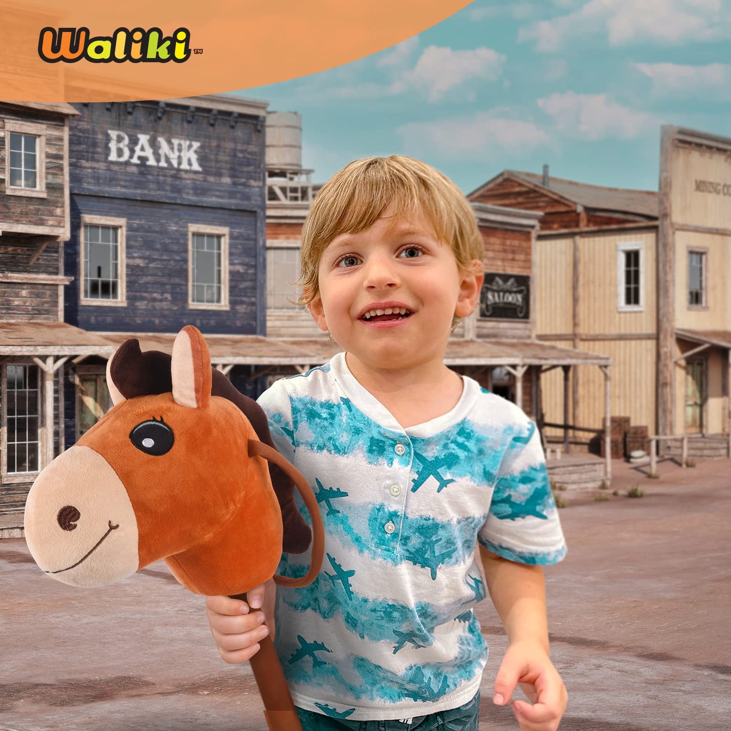 Waliki Stick Horse For Boys & Girls | Pretend Play Cowboy & Cowgirl Toy For Kids Ages 3-6 | Fun Active Toddler Toy (Caramel)