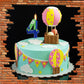 FAMGift Green Blue Number 4 Birthday Candle - Wax Cake Topper for Boys Girls, Cartoon Game Theme Party Decor