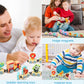 LovesTown Magnetic Train Set for Toddlers, Montessori Learning, Multi-Color, Medium Size, Wooden Cars with Animals