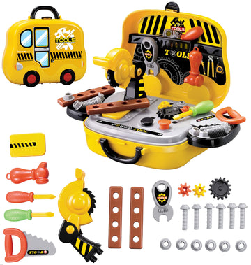 Toy Chef Kids' Pretend Tool Workshop Set - Screwdrivers, Hammer, Wrench, Screws & More Hand Tools for Boys & Girls - 31 Pieces C