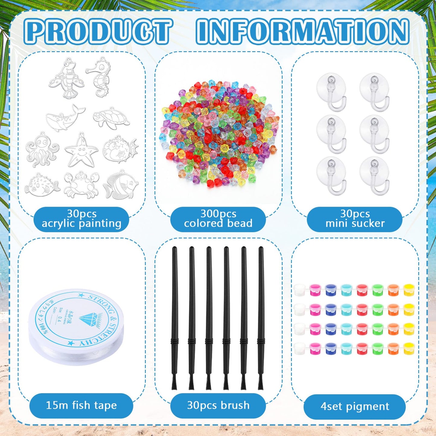 WinnerWhy 30 Sets Marine Animal Suncatchers Window Art Kits, DIY Sun Catchers Bulk Crafts Paint Your Own Window Sea Ocean Animal