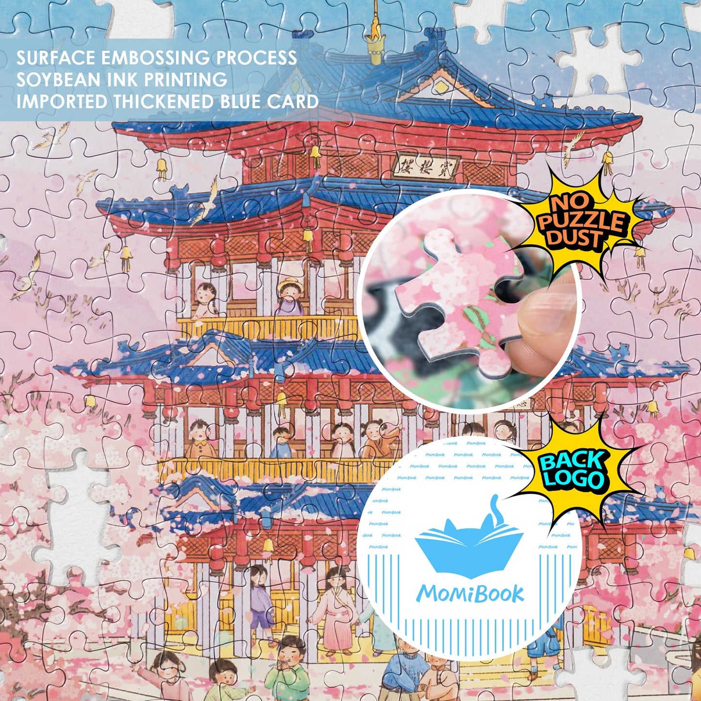 MOMIBOOK Puzzles for Adults 1000 Piece Jigsaw Puzzles of Cherry Blossom Dream, Painting Image Difficult Challenging Hard Impossi