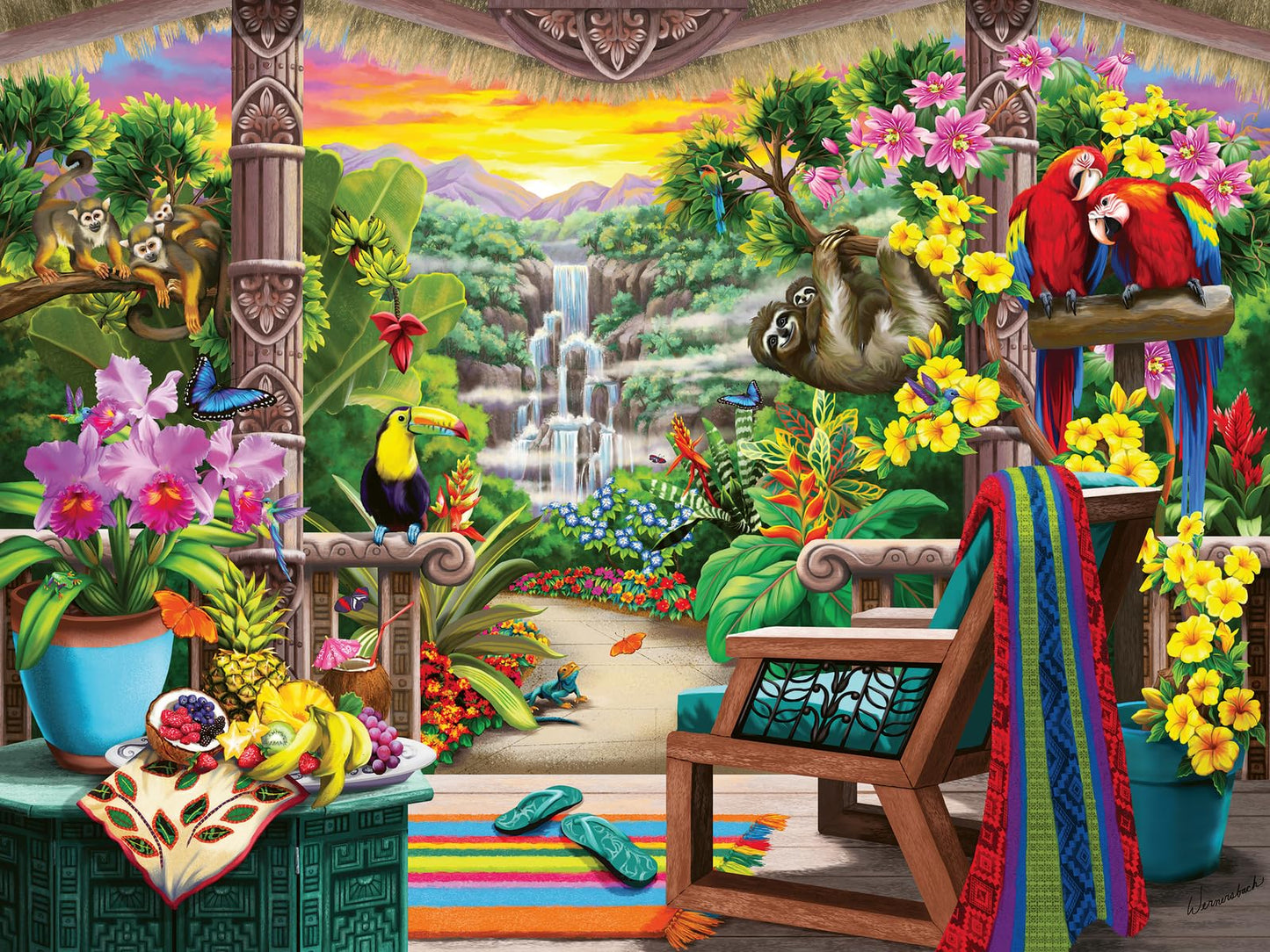 Ravensburger Tropical Retreat - 750 Piece Large Format Jigsaw Puzzle | Softclick Technology Vibrant, Glare-Free, And Age-Appropr