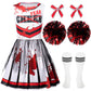 Spooktacular Creations Halloween Cheerleader Costume For Girls, Kids Zombie Cheerleader Outfit, Dead Fearleader Dress For Halloween Scary Costume Role Play Parties, Red White, S
