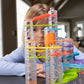 Fat Brain Toys Trestle Tracks Deluxe Set - 124-Piece Marble Run for Ages 8+, Mixed Materials, Model FA313-3