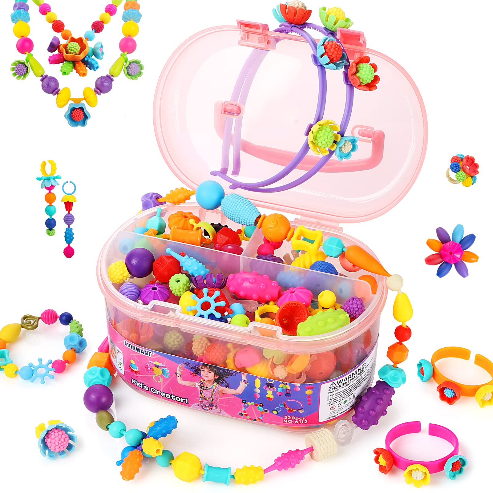 Pop Beads, Jewelry Making Kit for Girls, Art and Craft Toys Gift, DIY Bracelets Necklace Hairband and Rings Creativity Set for K
