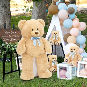 Morismos Giant Teddy Bear Stuffed Animal With Baby Bears,35.4'' Big Mommy Stuffed Bear,3 Small Bulk Teddy Bear Stuffed Animals F