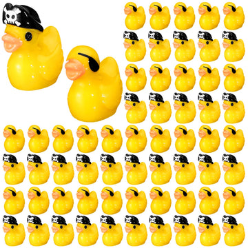 Gemscream 120 Pcs Halloween Mini Resin Pirate Tiny Ducks Little Cute Miniature Resin Duck Miniature Figures Ornament For Crafts