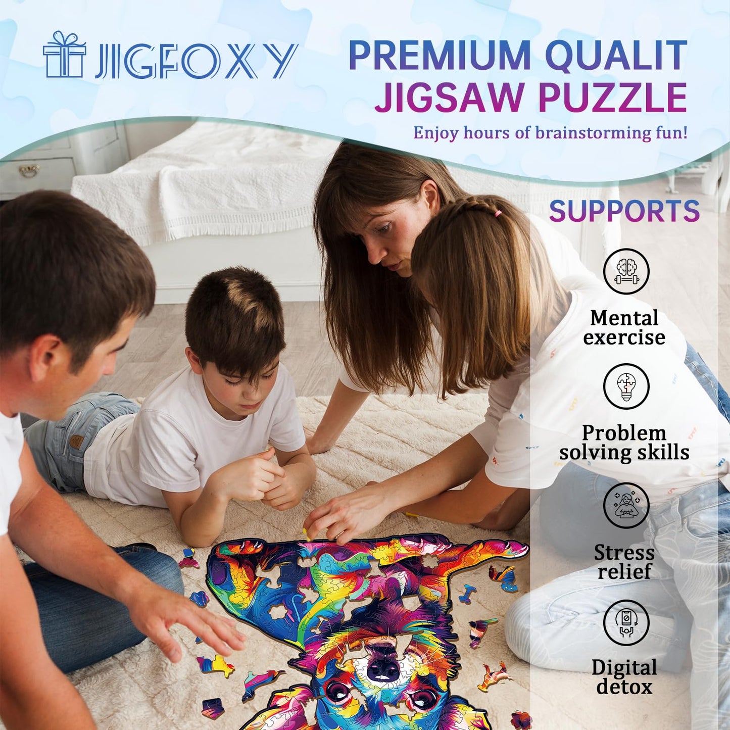 Jigfoxy Wooden Puzzles for mature-themeds  Colorful Chihuahua Dog Wood Puzzles mature-themed  Unique Animal Shape Wooden Jigsaw Puzzles for mature-themeds  Birthday Gifts for Puzzle Lovers  Family (S-8.5 * 8in-100pcs)