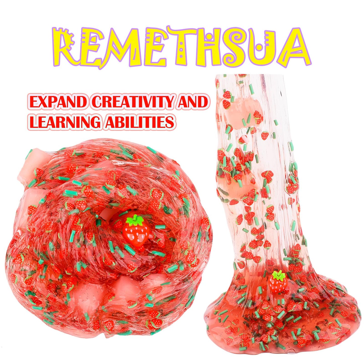 Red Jelly Cube Crunchy Slime, Soft Non-Stick Clear Crystal Slime, Stress Relief Toy For Girls And Boys, For Kids Party Favors Gi