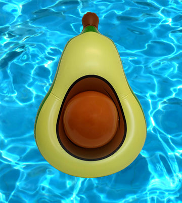Inflatable Pool Floats - Avocado Pool Raft, Peach Pool Float, Gold Glitter Pool Float (Avocado)