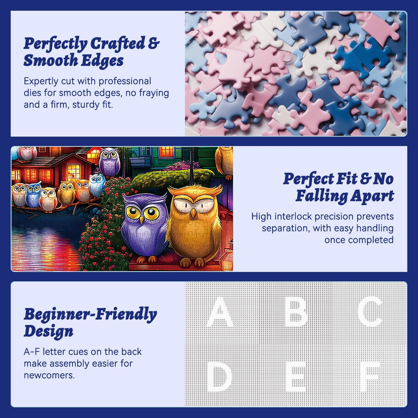 HQXXJW 300 Piece Puzzles for mature-themeds  300 Piece Puzzles for mature-themeds Large Piece  Moonlit Night Owl Village Jigsaw Puzzle  Funny Gift for mature-themed Kids Senior Challenging Family Games Toy  20.5 X 15 in