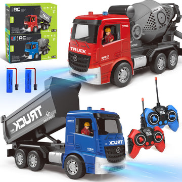 MLcnleS Remote Control Construction Vehicles Truck - RC Dump Truck and Remote Control Mixer Truck - 2 Sets Imaginative Play Toy 