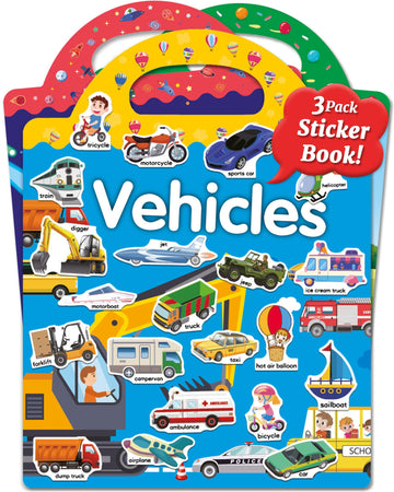 Benresive Reusable Sticker Books For Kids 2-4, Sticker Books For Toddlers 1-3, Toddler Sticker Book Age 2-4, Toddler Travel Toys Activities Crafts Gifts - Farm, Space And Vehicle