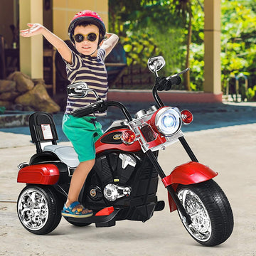 OLAKIDS Kids Electric Motorcycle, 6V Battery Powered Ride on Chopper Motorcycle with Horn, Headlights, 3 Training Wheels Electri