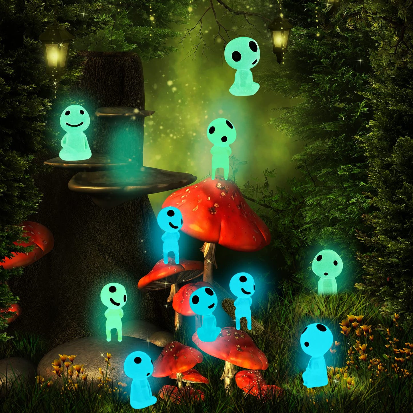 Ccinee 20Pcs Glow In Dark Tree Elves Fairy Luminous Ghost Micro Landscape Accessories Miniature Tree Elves Decoration For Garden