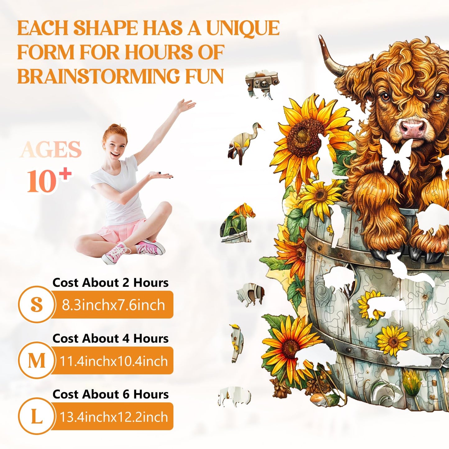Wooden Puzzles for mature-themeds  Wooden Jigsaw Puzzles for mature-themeds Kids  Sunflower Pasture-2 Unique Shaped Wood Puzzles mature-themed  Creative Birthday Gifts for Friends Family Game (13.4 * 12.2in 270pcs)