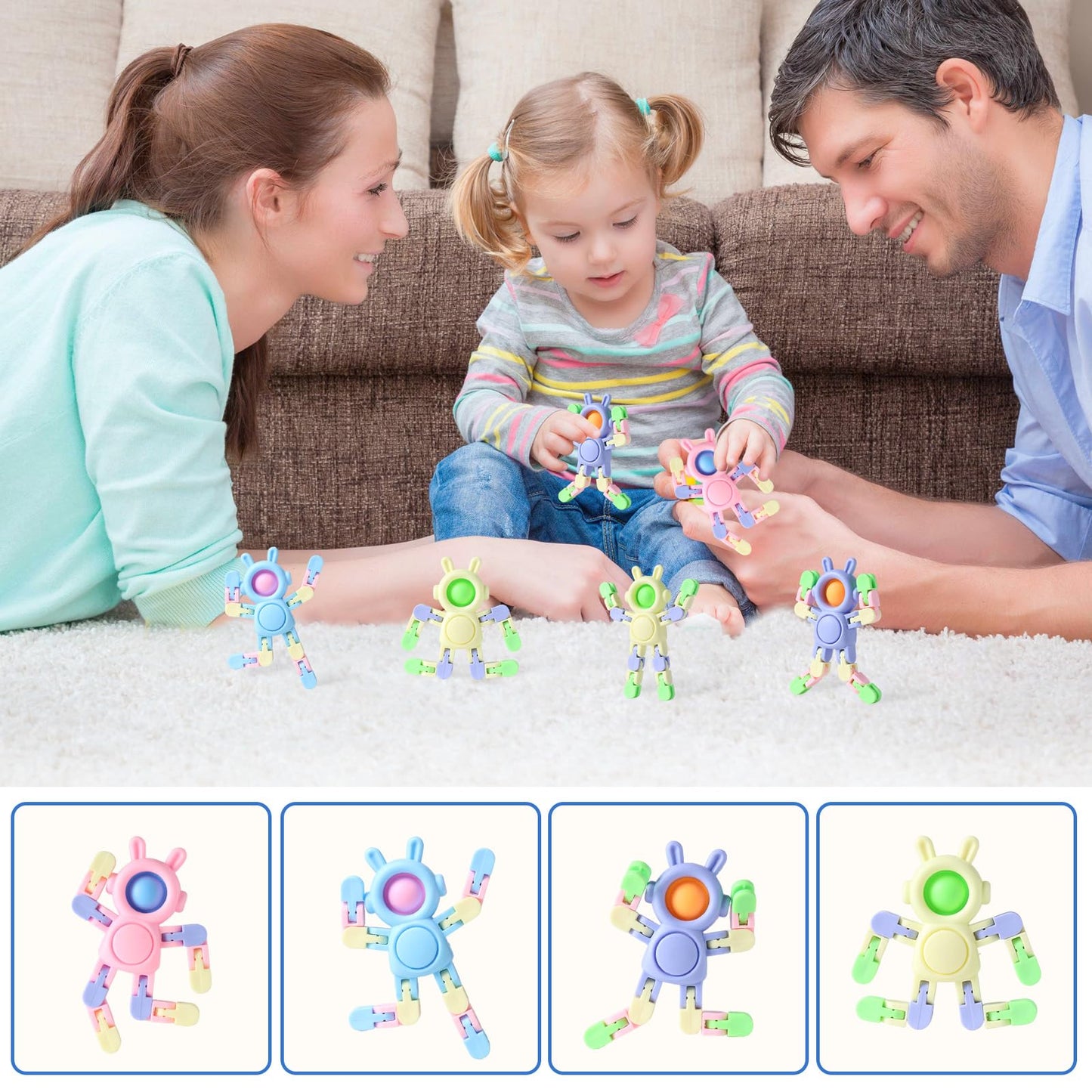 Transformable Fidget Spinners 24 Pcs Rabbit Toys For Kids Birthday Gifts Party Favors And Adults Stress Relief Sensory Toys For